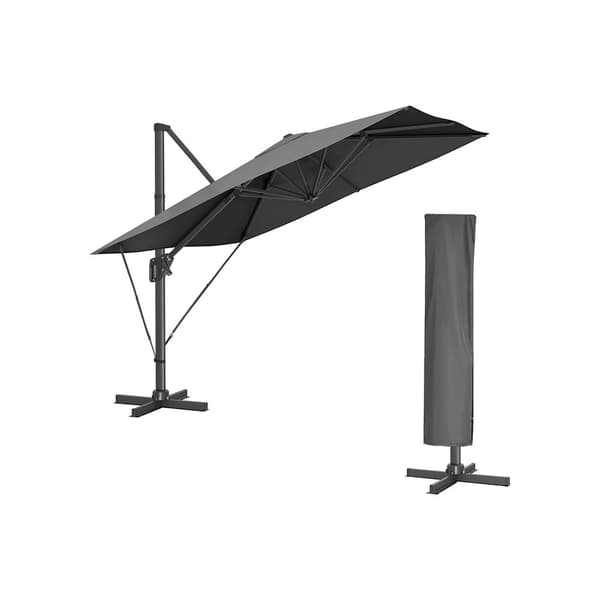 Rootzin ulokesateenvarjo - Harmaa aurinkovarjo - Ulkokatos - 360°:n kierto - 4 kulman säätö - UPF 50+ - Vettä hylkivä - 200g/m² Polyesteri - 3m x 3m