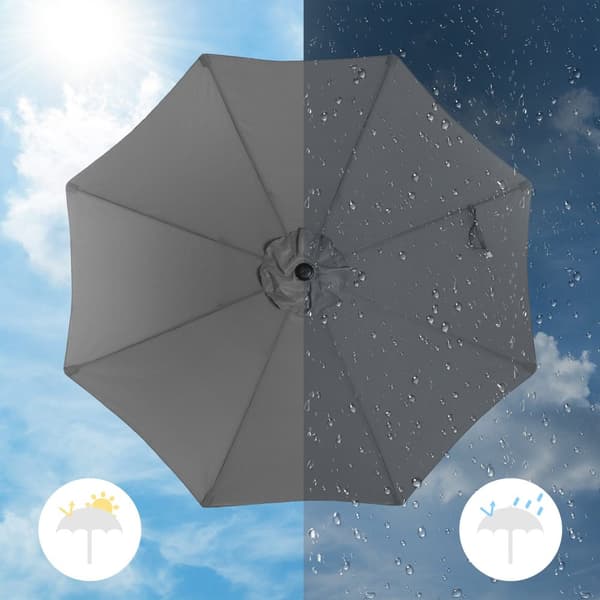 Parasol - Ø 300 cm - trädgårdsskärm - åttkantig - med slinger - grå