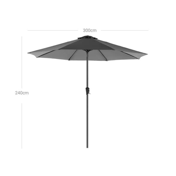 Parasol - Ø 300 cm - trädgårdsskärm - åttkantig - med slinger - grå