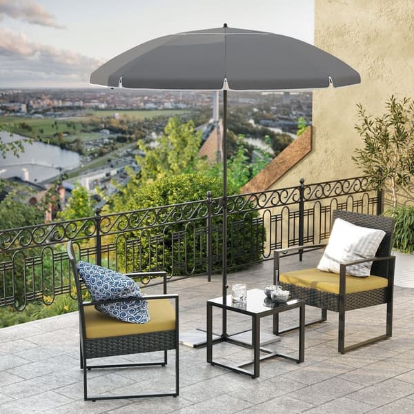Parasol - Ø 160 cm - puutarhan sateenvarjo - kampi - harmaa