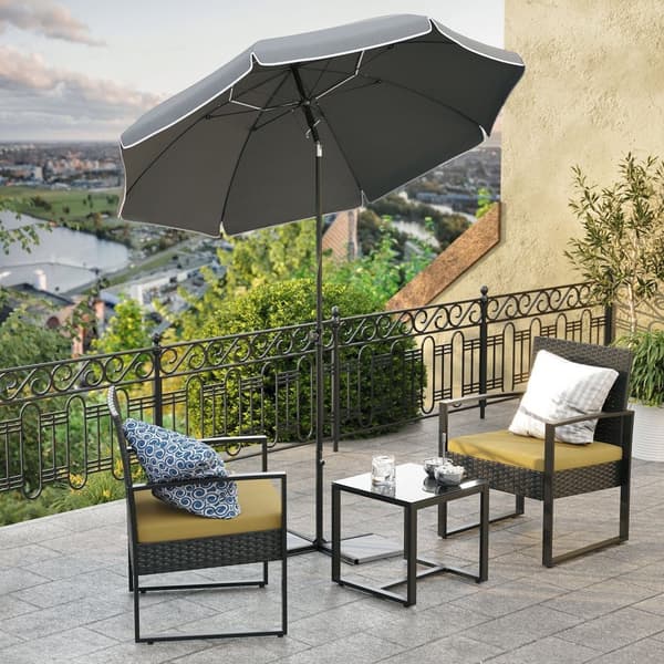 Parasol - Ø 160 cm - puutarhan sateenvarjo - kampi - harmaa