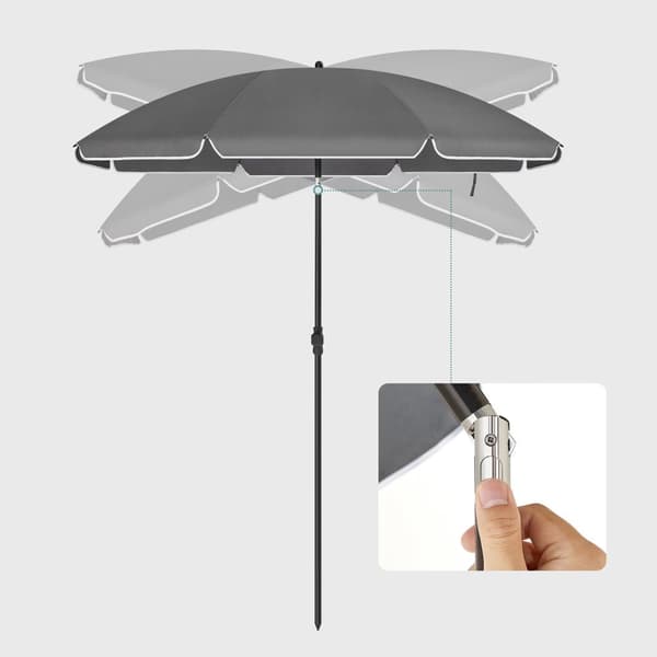 Parasol - Ø 160 cm - puutarhan sateenvarjo - kampi - harmaa