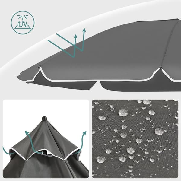 Parasol - Ø 160 cm - puutarhan sateenvarjo - kampi - harmaa