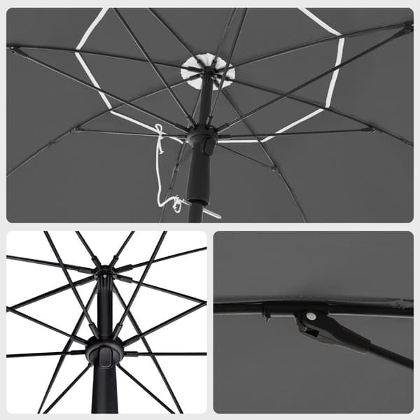 Parasol - Ø 160 cm - puutarhan sateenvarjo - kampi - harmaa