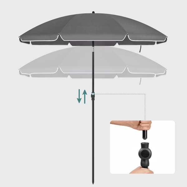 Parasol - Ø 160 cm - puutarhan sateenvarjo - kampi - harmaa
