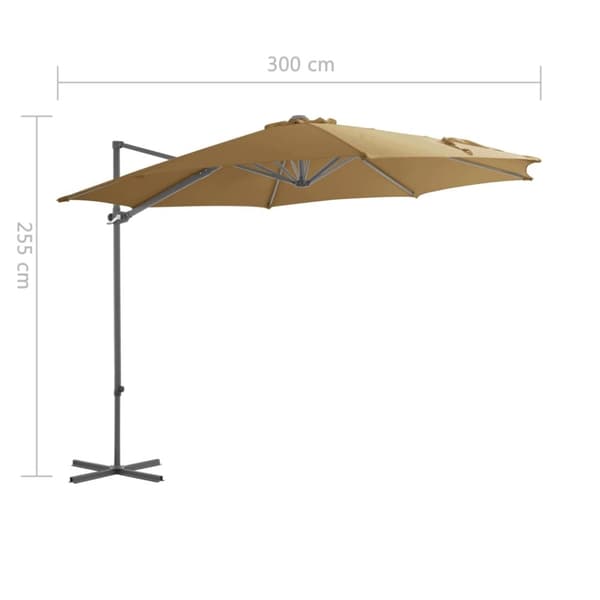 Frihängande trädgårdsparasoll med stålstång taupe 300 cm