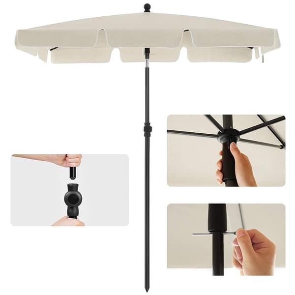 Parasol - puutarha -parasoli - suorakaiteen muotoinen - 180 x 125 cm - kallistettava - beige