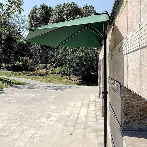 Grön balkongparaply för väggmontering, 2,7m diameter, vattenavvisande polyester, stålstomme