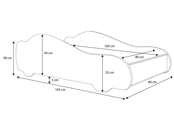 Lasten autosänky 160x80 - Teema, Turvallinen & Kestävä, Sisältää 7 cm patjan