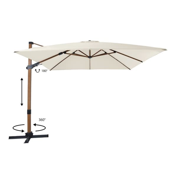 AXI Apollo Premium aurinkovarjo suorakulmainen 300x300 cm Wood look / Beige | Puutarhan aurinkovarjo alumiinirungolla | Mukana ristijalka ja suojus.