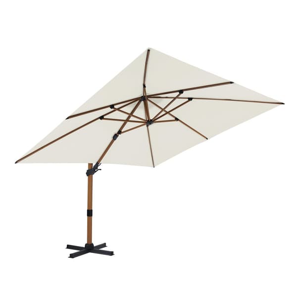 AXI Apollo Premium aurinkovarjo suorakulmainen 300x300 cm Wood look / Beige | Puutarhan aurinkovarjo alumiinirungolla | Mukana ristijalka ja suojus.