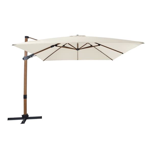 AXI Apollo Premium aurinkovarjo suorakulmainen 300x300 cm Wood look / Beige | Puutarhan aurinkovarjo alumiinirungolla | Mukana ristijalka ja suojus.