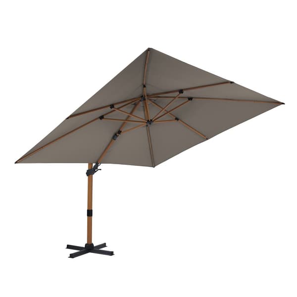 AXI Apollo Premium Parasoll rektangulært 300x300 cm i Trälook / Taupe | Parasoll for trädgården med aluminiumram | Inklusive kryssfot &amp; lås
