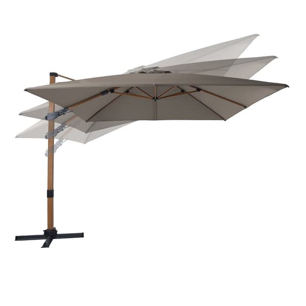 AXI Apollo Premium Parasoll rektangulært 300x300 cm i Trälook / Taupe | Parasoll for trädgården med aluminiumram | Inklusive kryssfot &amp; lås
