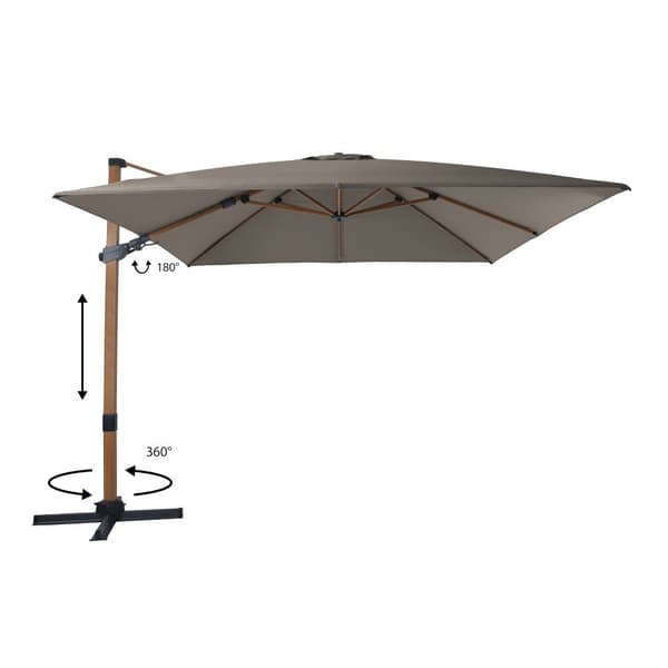 AXI Apollo Premium Parasoll rektangulært 300x300 cm i Trälook / Taupe | Parasoll for trädgården med aluminiumram | Inklusive kryssfot &amp; lås