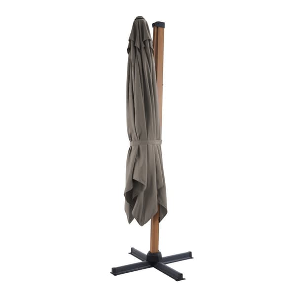 AXI Apollo Premium Parasoll rektangulært 300x300 cm i Trälook / Taupe | Parasoll for trädgården med aluminiumram | Inklusive kryssfot &amp; lås
