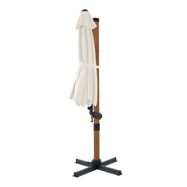 AXI Cyrus Premium Parasoll Rund Ø 300 cm i Trälook / Beige | Runt parasoll för trädgården med aluminiumram | Inklusive kryssfot &amp; lås