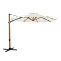 Miniatyrbillede 1 af 7: AXI Cyrus Premium Parasoll Rund Ø 300 cm i Trälook / Beige | Runt parasoll för trädgården med aluminiumram | Inklusive kryssfot &amp; lås
