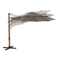Pikkukuva 4 / 7: AXI Cyrus Premium aurinkovarjo pyöreä Ø 300 cm Wood look / Taupe väri | Pyöreä aurinkovarjo puutarhaan alumiinirungolla | Sisältää ristijalan ja