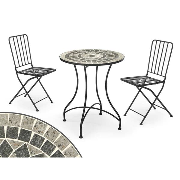 Table and 2 chairs Ibergarden Mosaico-Forja Musta Harmaa