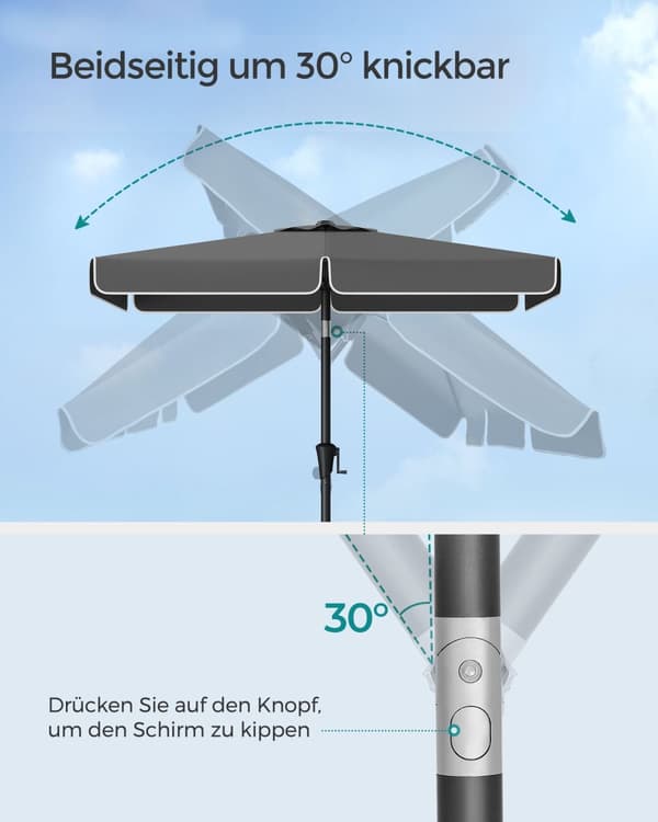 Parasol - 200 x 150 cm - rektangulær - grå