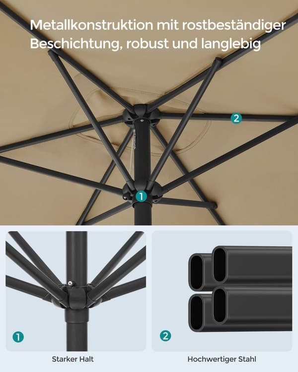 Balkong Parasol - Rectangular - 200 x 150 cm - Taupe
