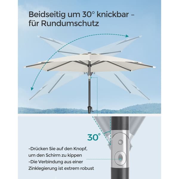 Parasol - Beige - Tiltable 30 ° till båda sidor
