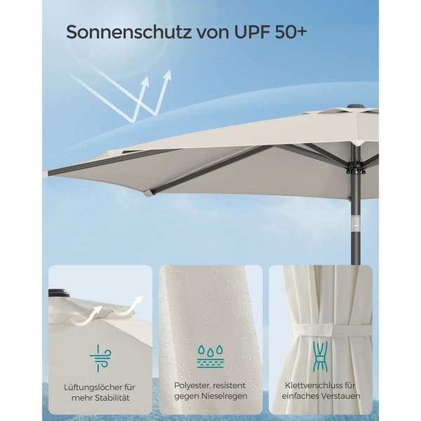 Parasol - Beige - Tiltable 30 ° till båda sidor