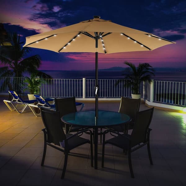 Parasol - med LED -solbelysning - Taupe