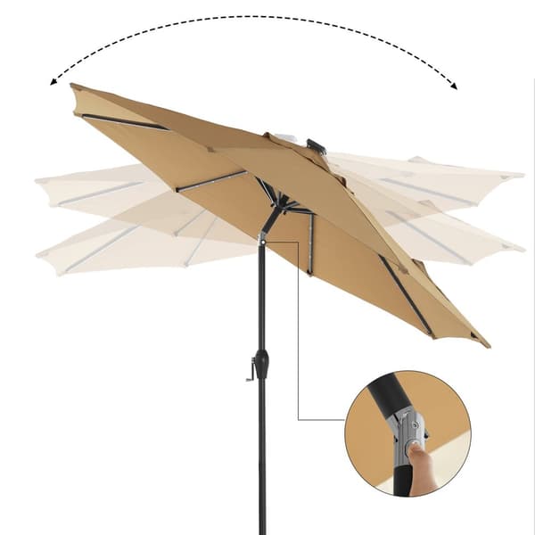 Parasol - med LED -solbelysning - Taupe