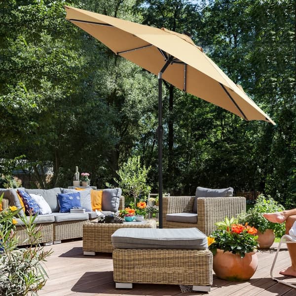 Parasol - med LED -solbelysning - Taupe