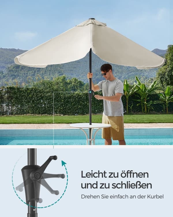 Rektangulär balkongparasol - 200 × 150 cm - beige
