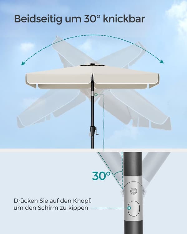 Rektangulär balkongparasol - 200 × 150 cm - beige