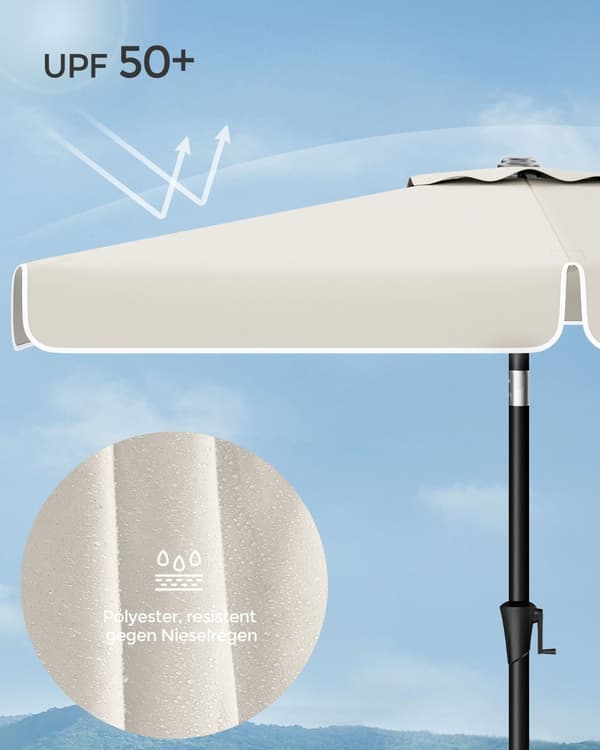 Rektangulär balkongparasol - 200 × 150 cm - beige