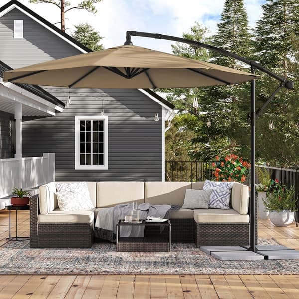Parasol - Sunshade - Octagonal - Med Sling och Cross Foot - Brown