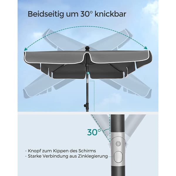 Parasoli 230 x 150 cm korkeus säädettävä harmaa