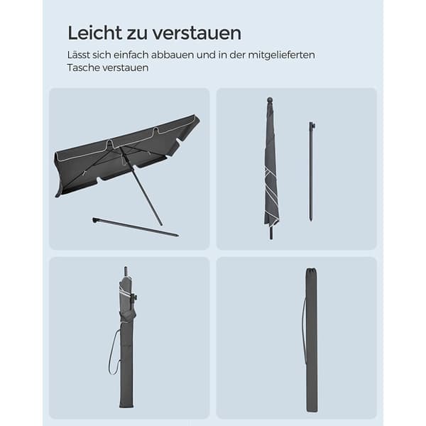Parasoli 230 x 150 cm korkeus säädettävä harmaa