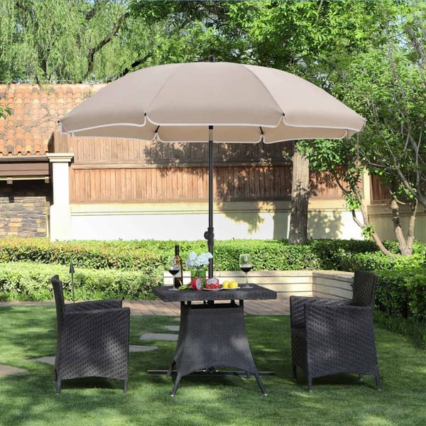 Parasol - puutarha parasoli Ø160 cm - kahdeksankulmainen kattoluukku - polyesteri/kuituoptiikka - taupe