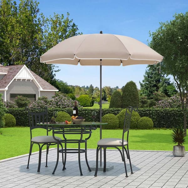 Parasol - puutarha parasoli Ø160 cm - kahdeksankulmainen kattoluukku - polyesteri/kuituoptiikka - taupe