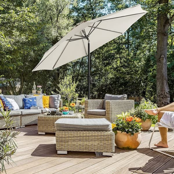 Parasol - Garden Parasol - Ø 270 cm - Tiltable - Med Crank - Beige