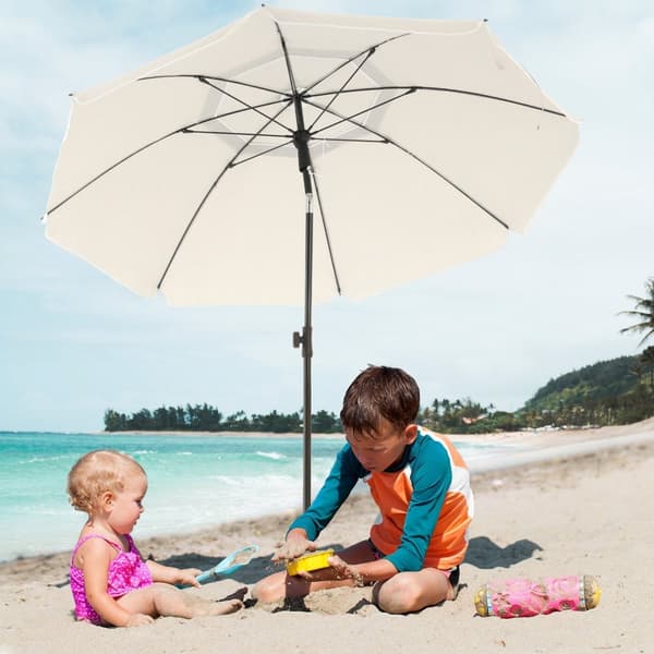 Parasol - Ø 200 cm - Strandparasol - vippbar - beige