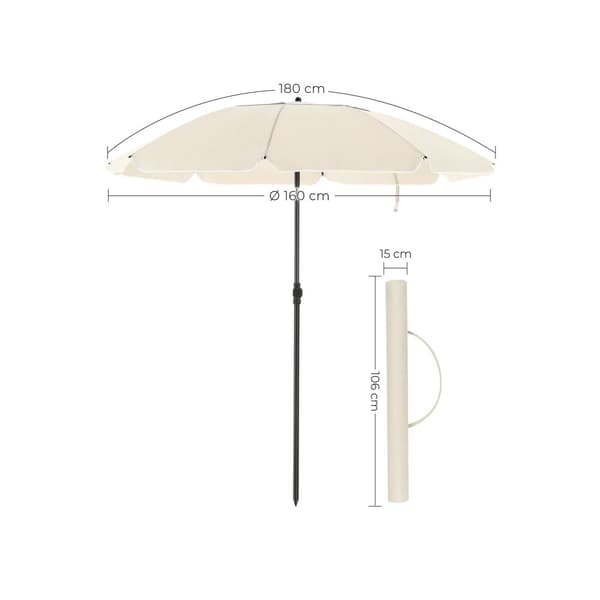 Parasol - Ø 200 cm - Strandparasol - vippbar - beige