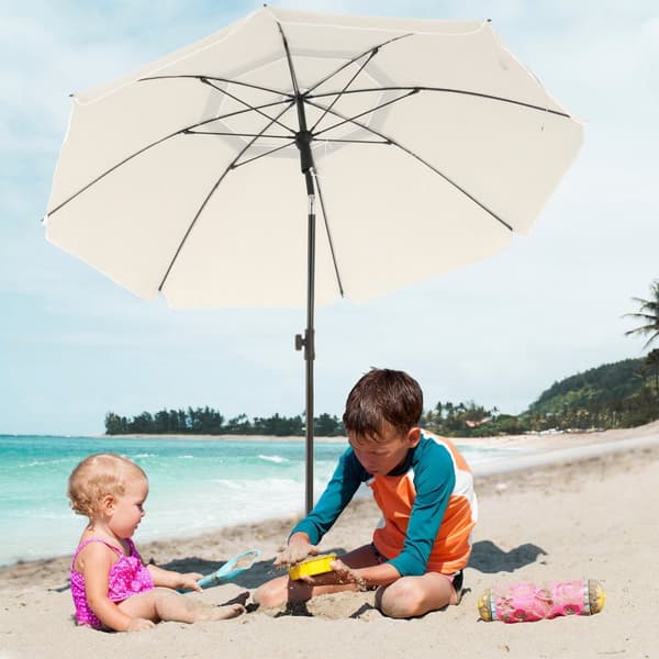 Parasol - Ø 200 cm - Strandparasol - vippbar - beige