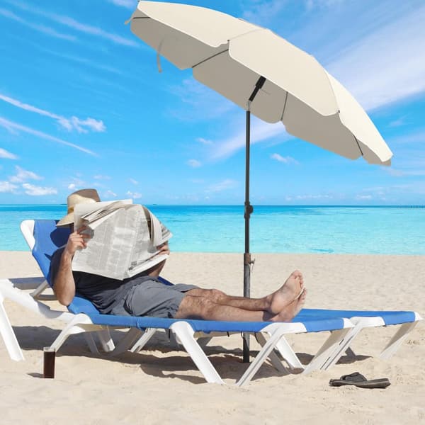 Parasol - Ø 200 cm - Strandparasol - vippbar - beige