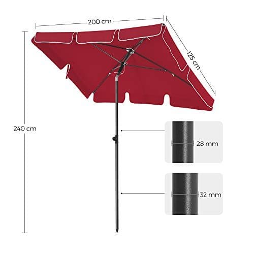 Parasol - suorakaiteen muotoinen parveke - 200 x 125 cm - punainen