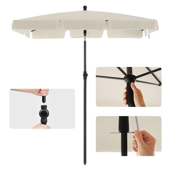 Parasol - balkong parasol - rektangulär - 200 x 125 cm - solskydd - beige