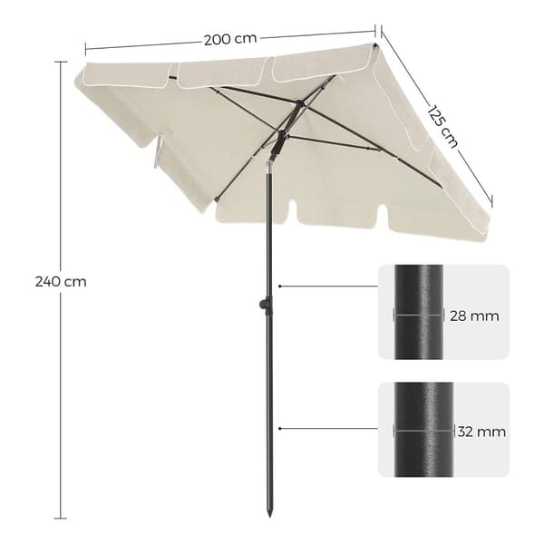 Parasol - balkong parasol - rektangulär - 200 x 125 cm - solskydd - beige