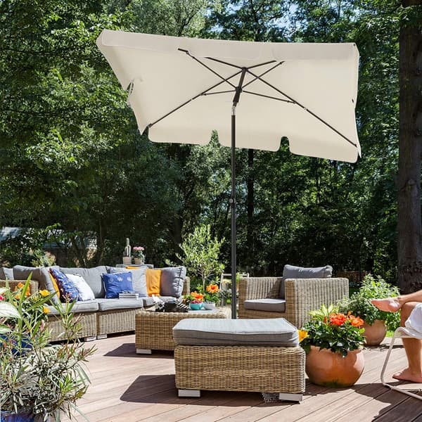 Parasol - balkong parasol - rektangulär - 200 x 125 cm - solskydd - beige
