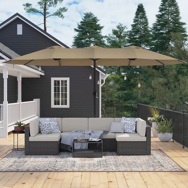 Parasol - Ekstra stor haveparasol - oval markise - brun