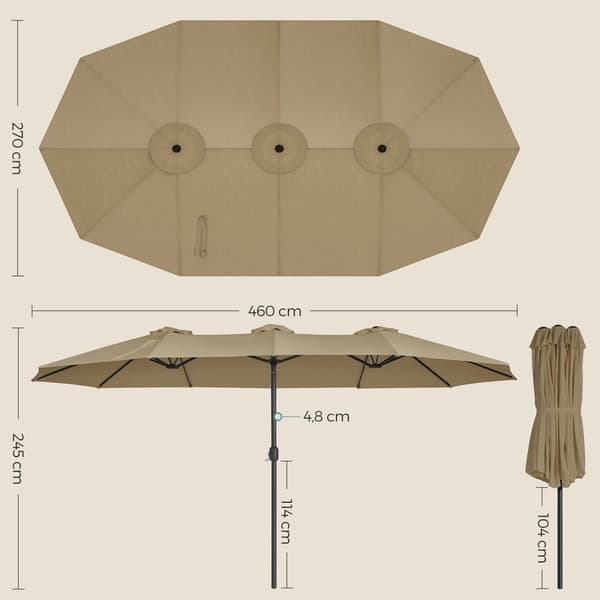 Parasol - Ekstra stor haveparasol - oval markise - brun